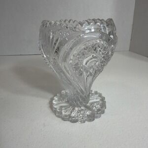 Imperial Glass Crystal Zippered Heart Footed Vase 4.75"